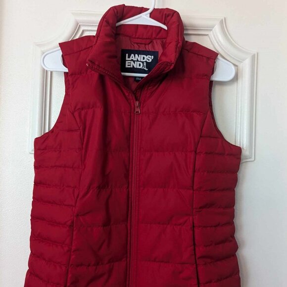 Lands' End Red Puffer Vest 80% Down - Picture 1 of 5